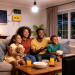 Family enjoying full voltage solar light