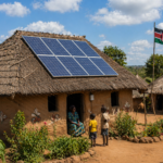 Solar panels installed on a Thatch roof in Kenya